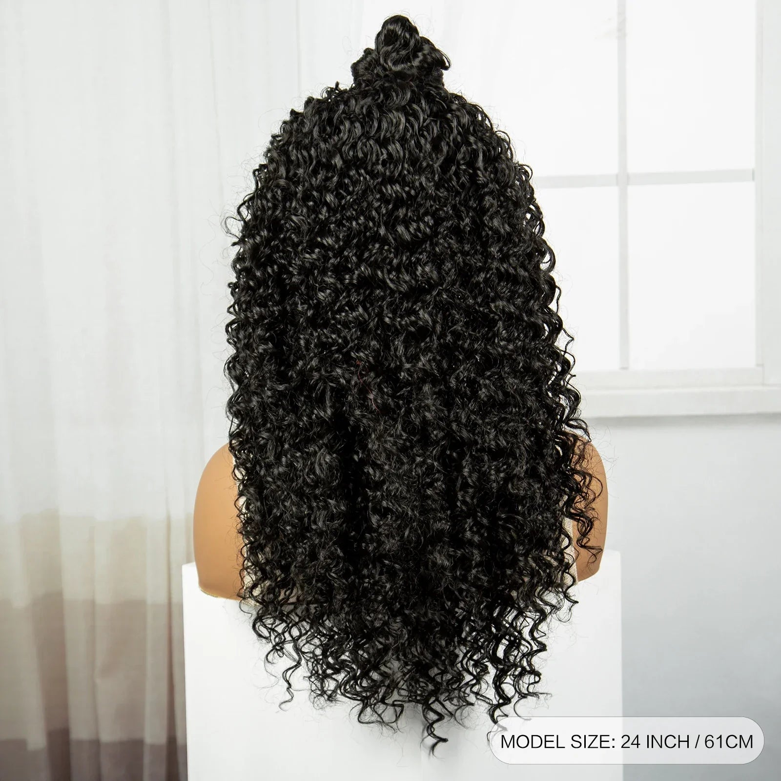 24" Kinky Curly Braids Wig with Buns | 13x4 Transparent Lace Front | Baby Hair