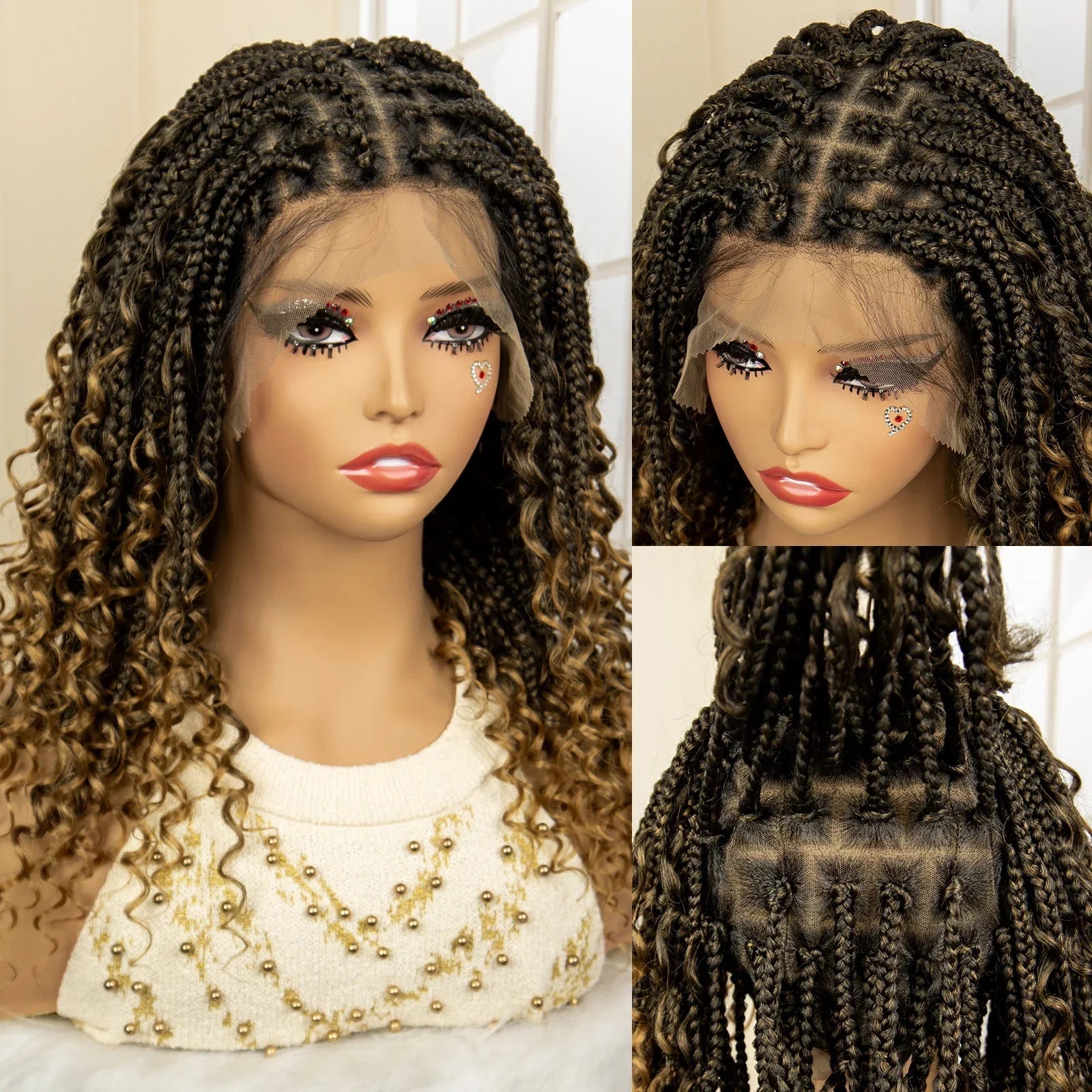14" Burgundy Box Braids Wig | Full Lace | Kanekalon Fiber | Boho Braids | For Women