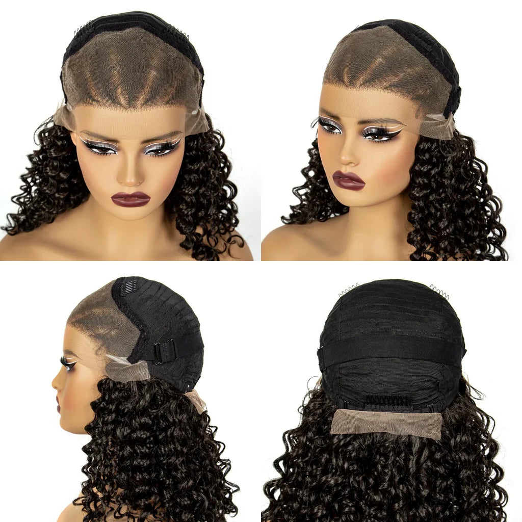 16" Curly Synthetic Lace Front Braided Wig | 13x4 Transparent Short Braids with Baby Hair