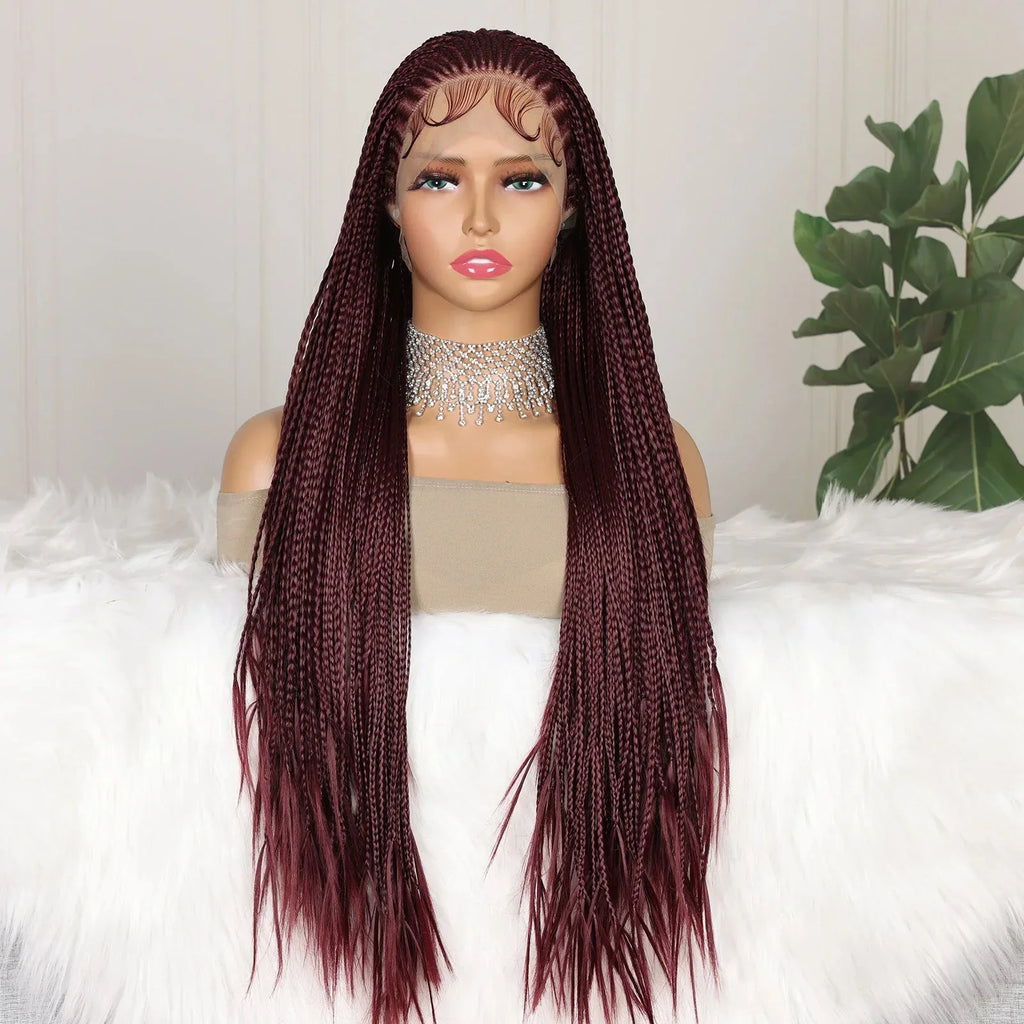 99J Burgundy Goddess Twist Braids Wig | HD Lace Frontal | Knotless | Baby Hair