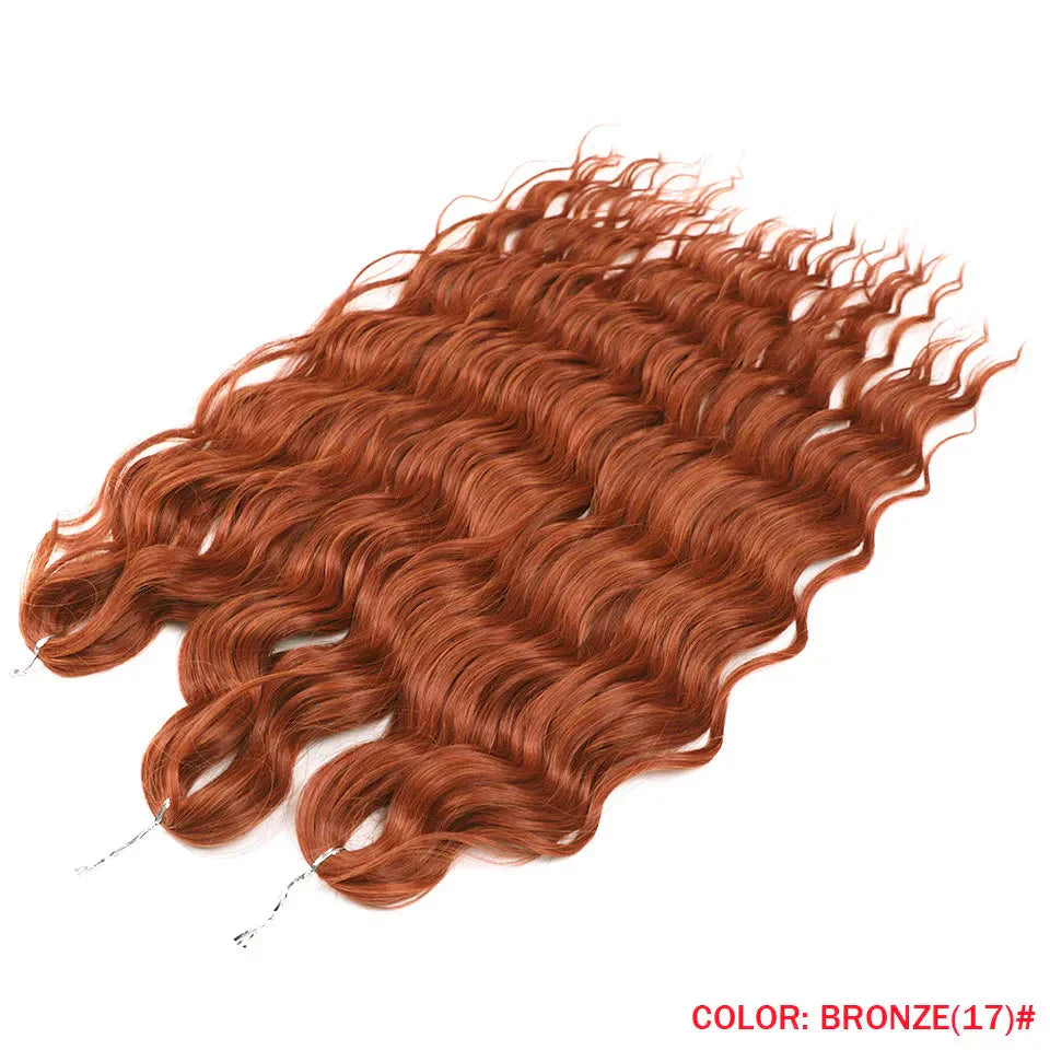 24" Orange Twist Crochet Hair | Synthetic Deep Wave Braiding Hair Extensions | Water Wave Hair | Heat Resistant Fiber | 60 Strands/Pack
