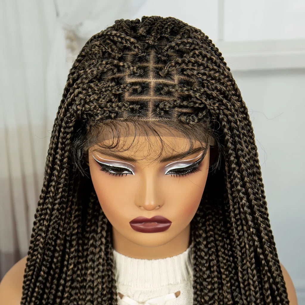 36" Ombre Knotless Braids Wig | 1B/27 | 9x6 Lace Front | Baby Hair