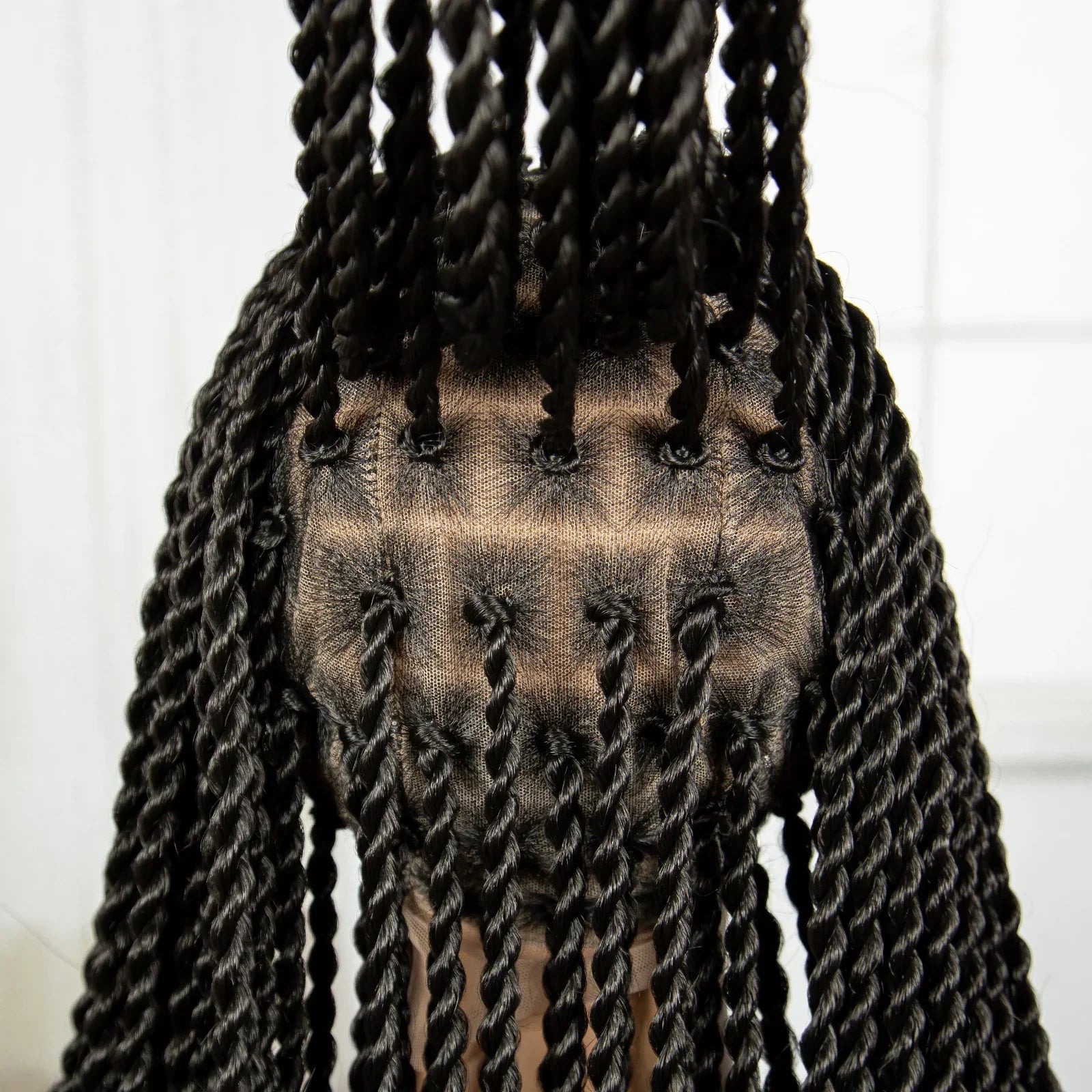 38" Long Twist Knotless Braids Wig | Transparent Full Lace | Baby Hair