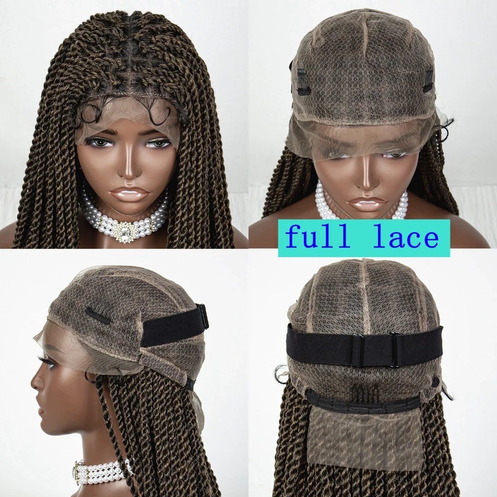40" Long Straight Braided Wig | Full Lace | Baby Hair | Colored Braids