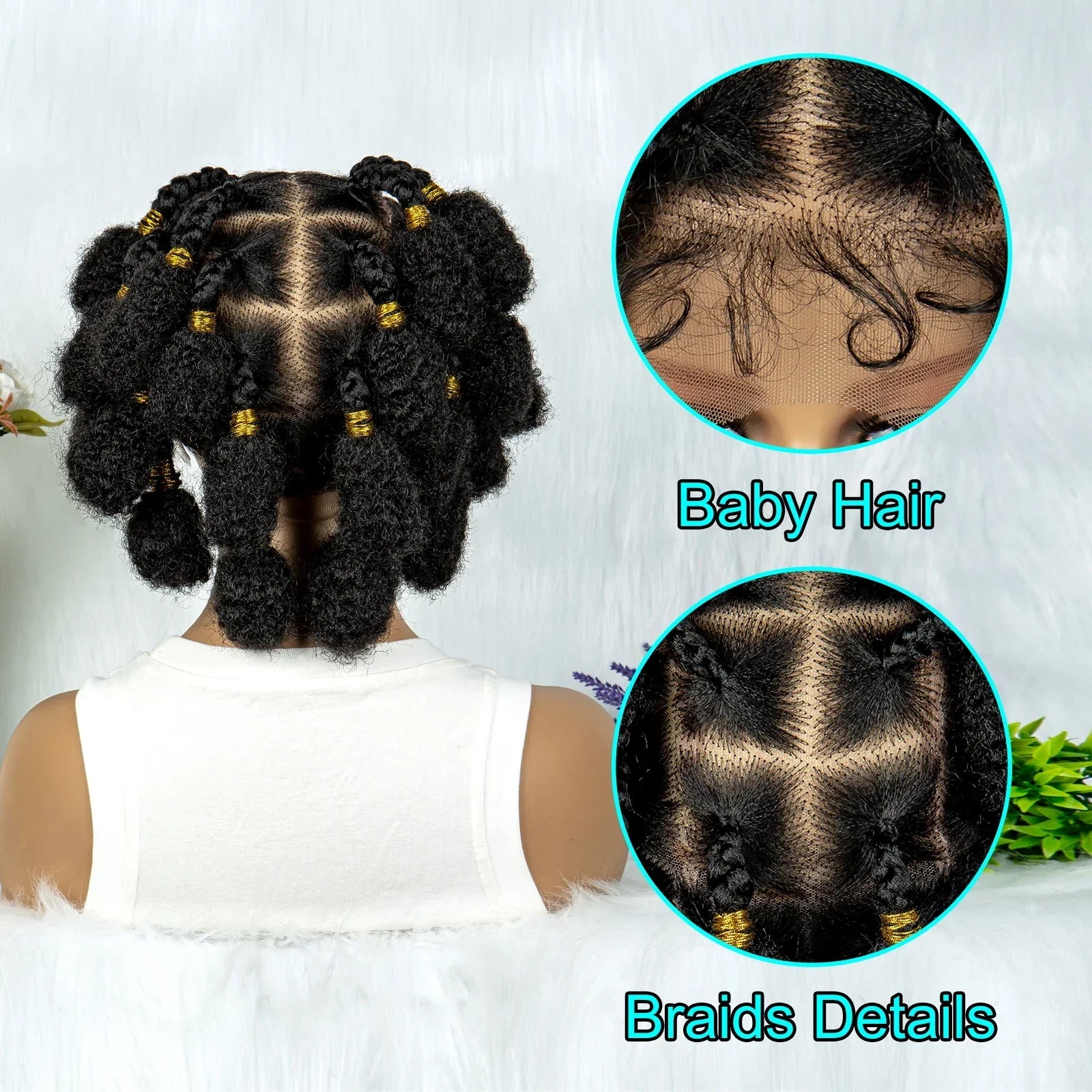 6" Afro Bob Box Braids Wig | HD Full Lace Bubble Braids