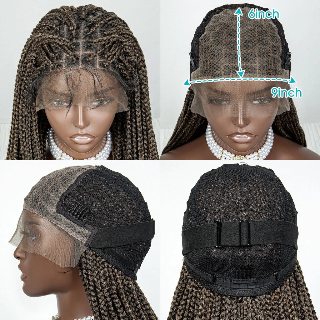 36" Water Wave Braided Wig | Lace Front | Baby Hair | Long Braids