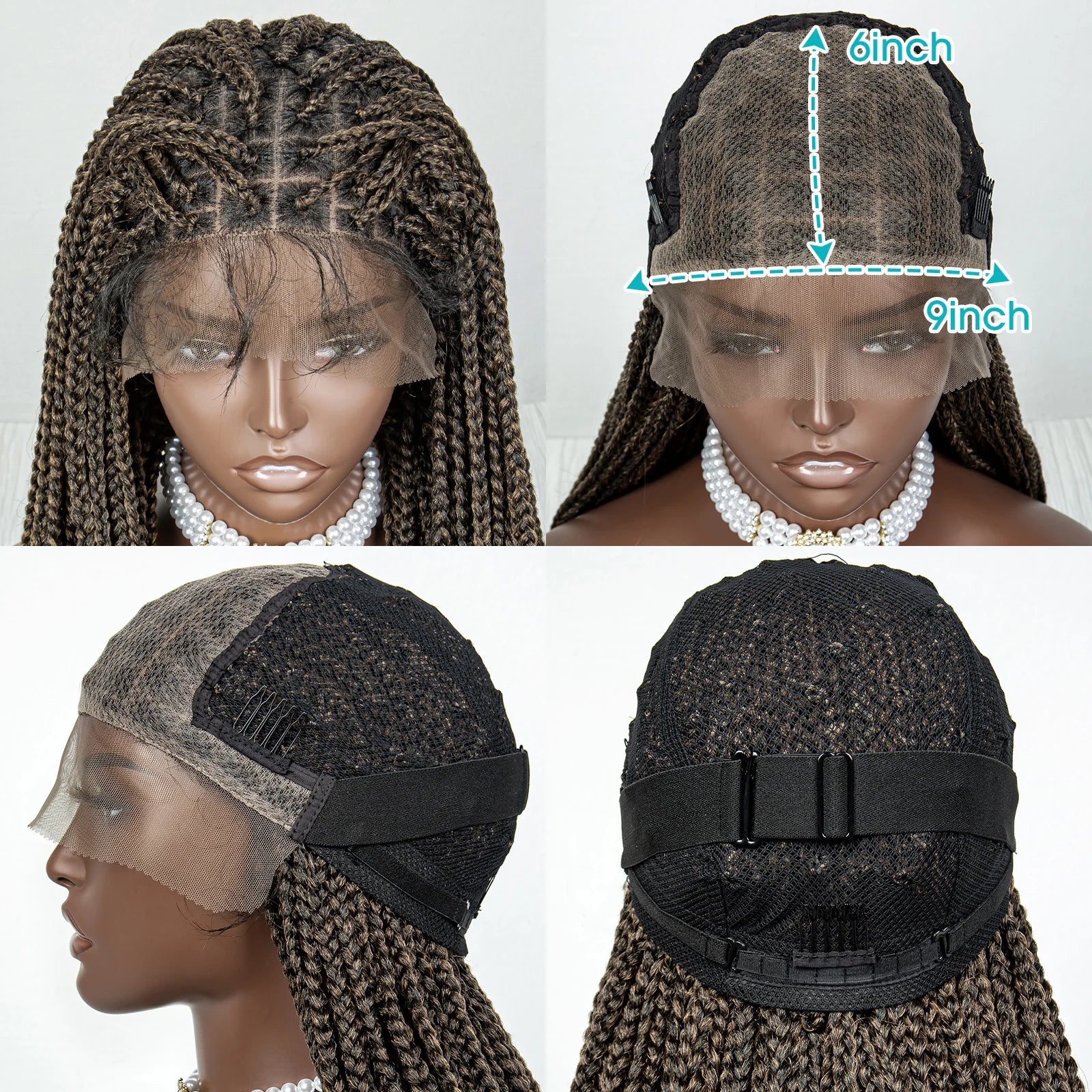 36" Water Wave Braided Wig | Lace Front | Baby Hair | Long Braids