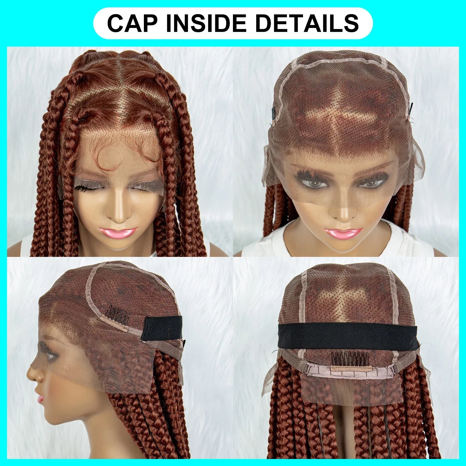 36" Ginger Cornrow & Jumbo Box Braids Wig | Full Lace | #350 Color | Knotless | KIMA Wigs