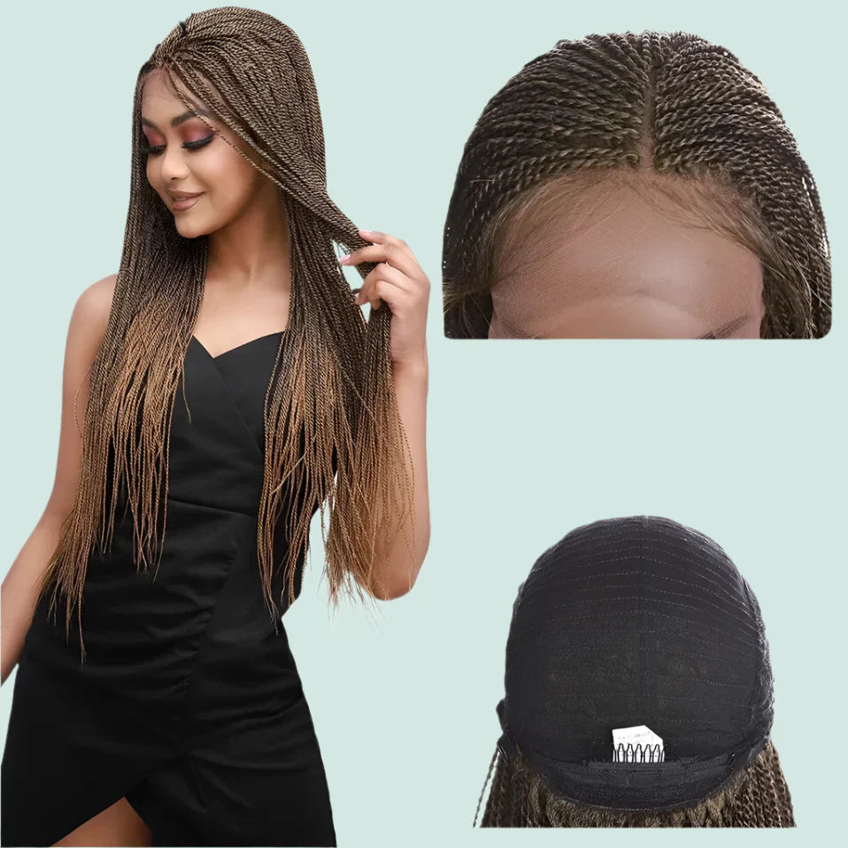 30" Senegalese Twist Braided Lace Front Wig | Knotless Braids | Synthetic Hair for Black Women