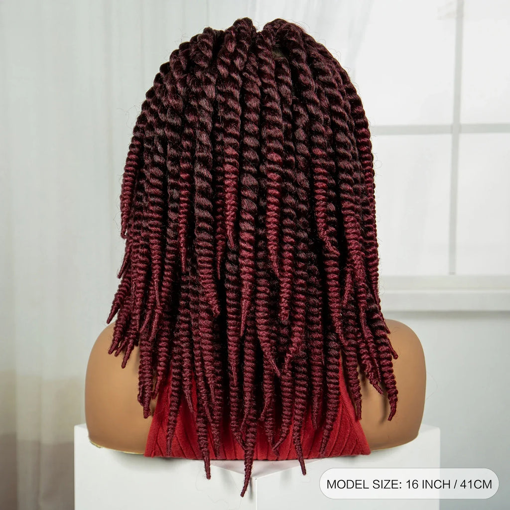 16" Knotless Box Twist Braids Wig | Full Lace | Baby Hair