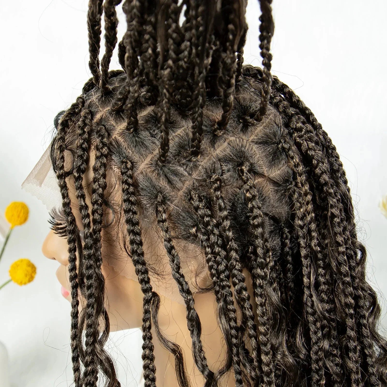 32" Natural Boho Knotless Braids Wig | HD Lace Front | Baby Hair | Synthetic