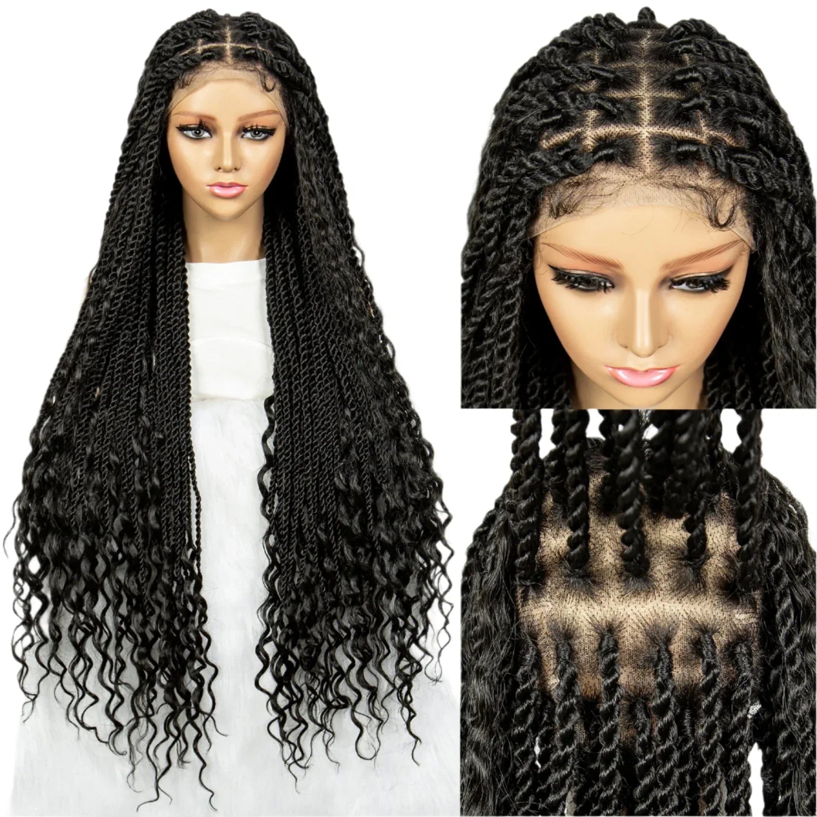 36" Long Island Twist Braided Wig - Knotless Synthetic Full Lace with Baby Hair