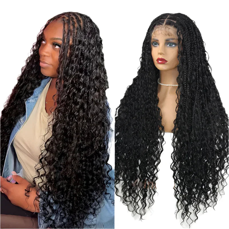 36" Ombre Goddess Locs Braids Wig | 360 Lace Front | Baby Hair | Bohemian Style