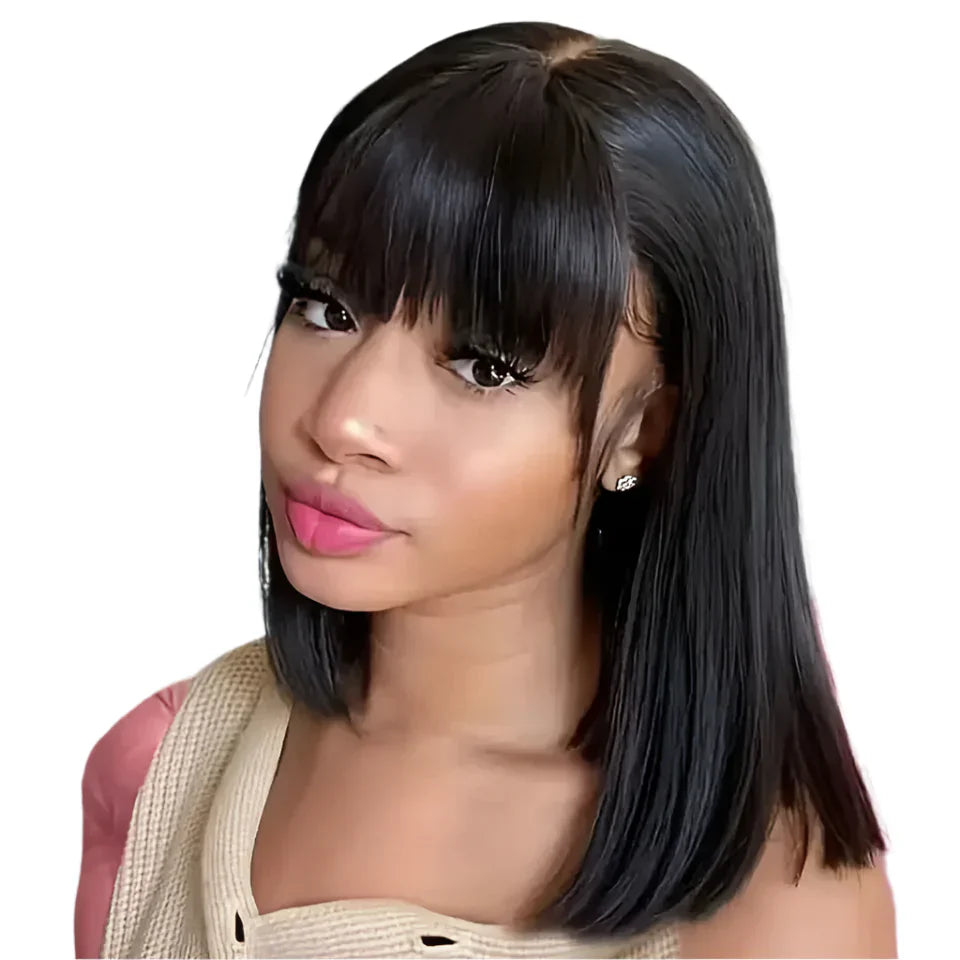180% Density Minimalist Straight Bob Wig | Middle Part Lace with Bangs