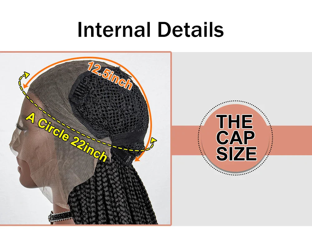36" Handmade Knotless Box Braids Lace Frontal Wig | 13x6 Lace | Baby Hair | Synthetic Braids