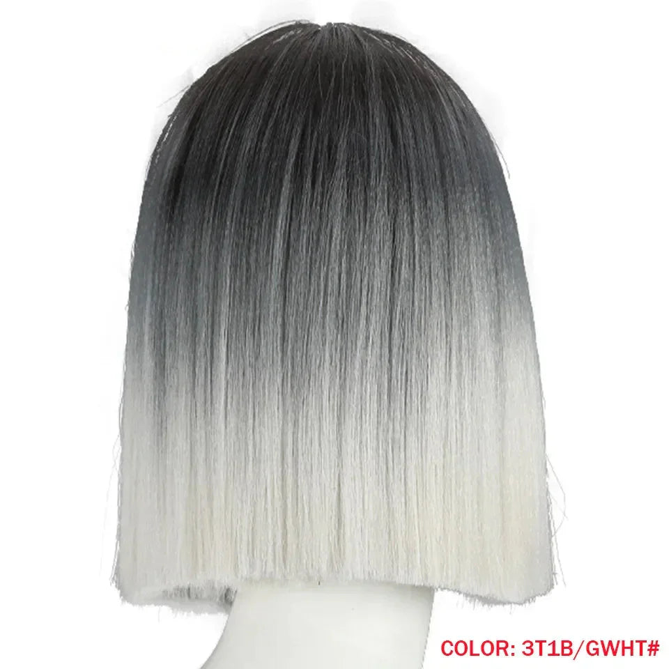 10 Inch Ombre Brown Straight Short Bob Wig | Synthetic Lace Front Wigs for Women (Heat Resistant Fiber, Cosplay & Daily Use)