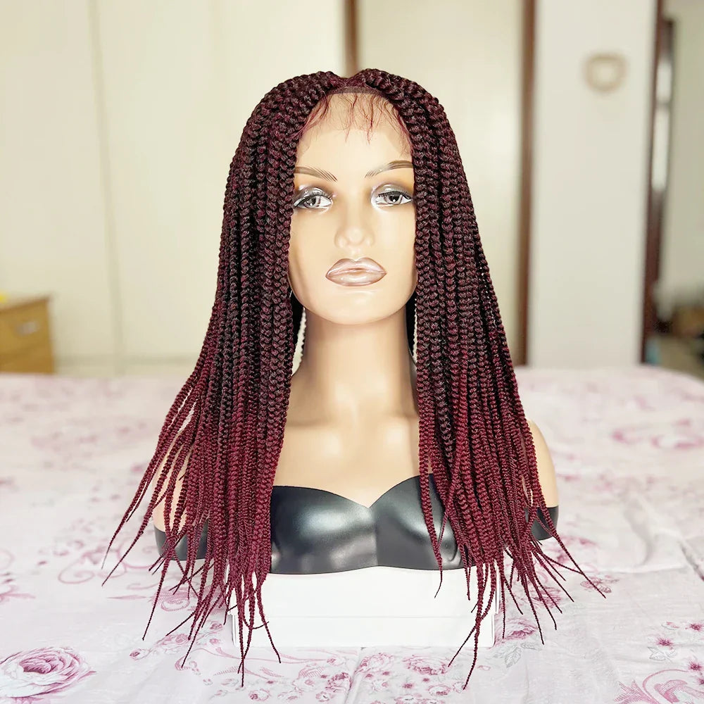 20-30 Inch Ombre Box Braids Wig | Lace Front | Short Braided Wigs for Black Women | High-Temperature Fiber