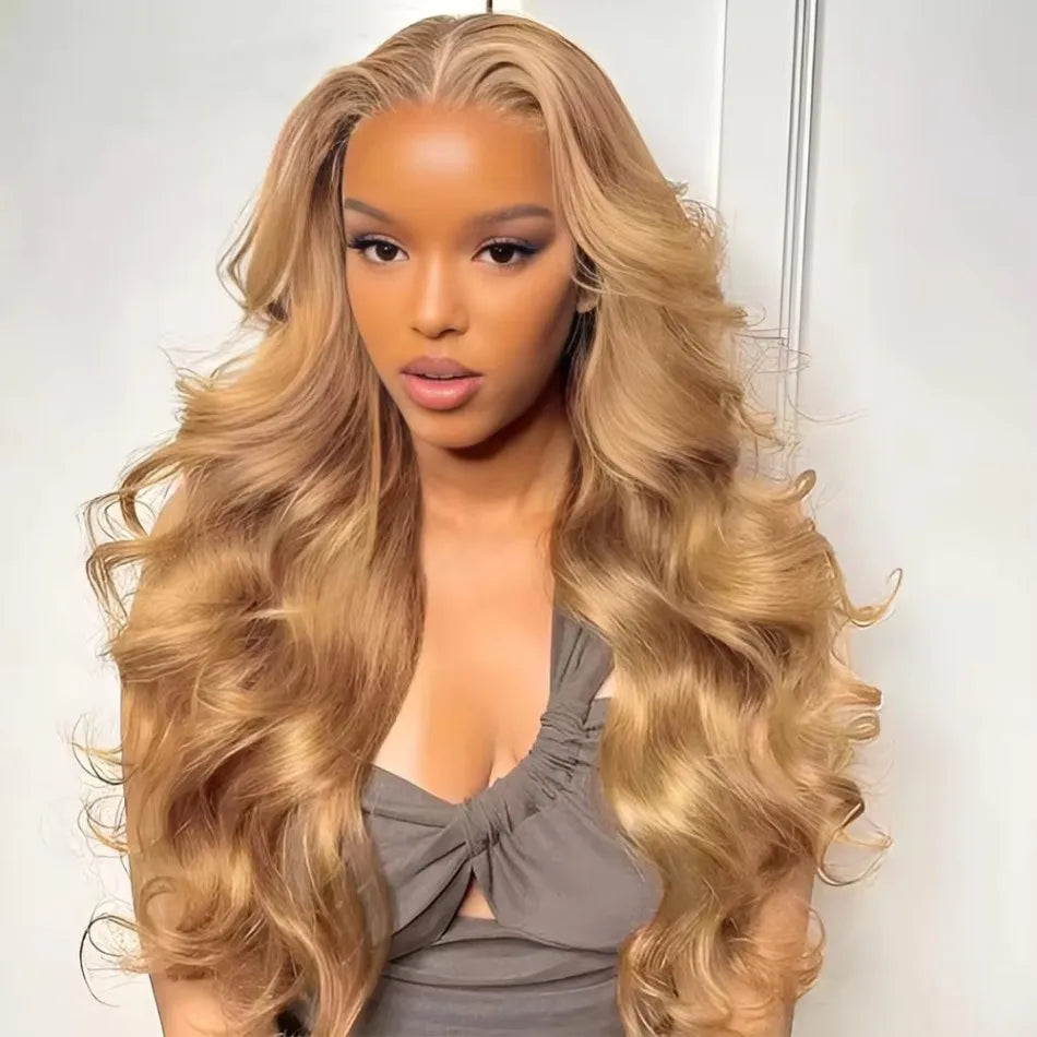 #27 Honey Blonde Body Wave Human Hair Wig | 200% Density 13x6 HD Transparent Lace Frontal & 13x4 Lace Frontal (Pre-Plucked)
