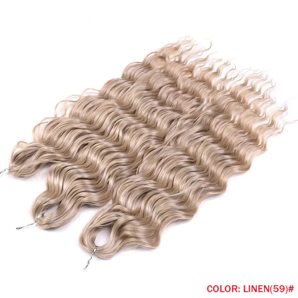 24" Orange Twist Crochet Hair | Synthetic Deep Wave Braiding Hair Extensions | Water Wave Hair | Heat Resistant Fiber | 60 Strands/Pack