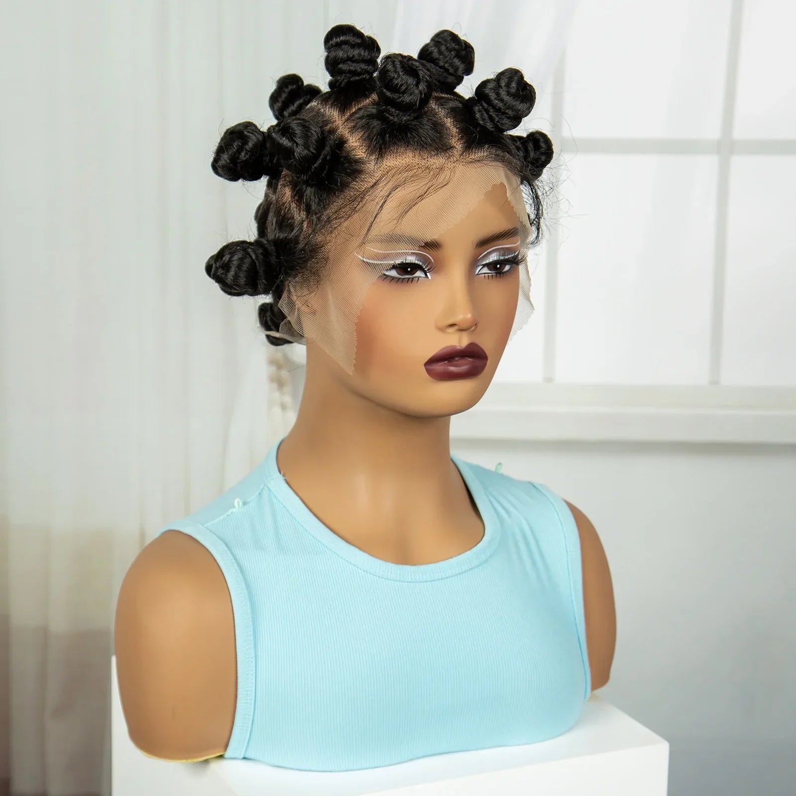 3-in-1 Handmade Bantu Braids Wig | Faux Locs Option | Full Lace | Baby Hair