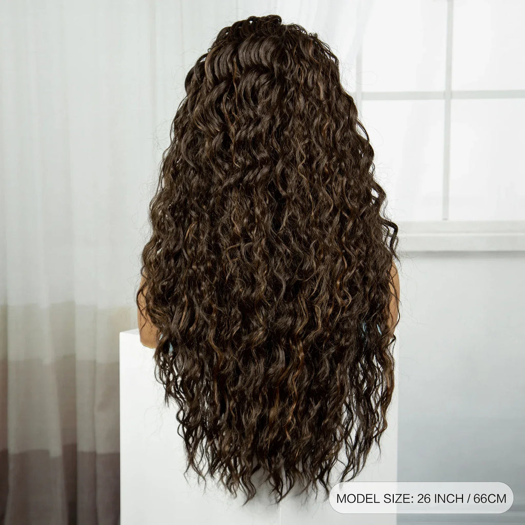 26" Water Wave Knotless Box Braided Wig with Baby Hair | Synthetic Lace Braided Wig for Black Women | 4-30 Ombre