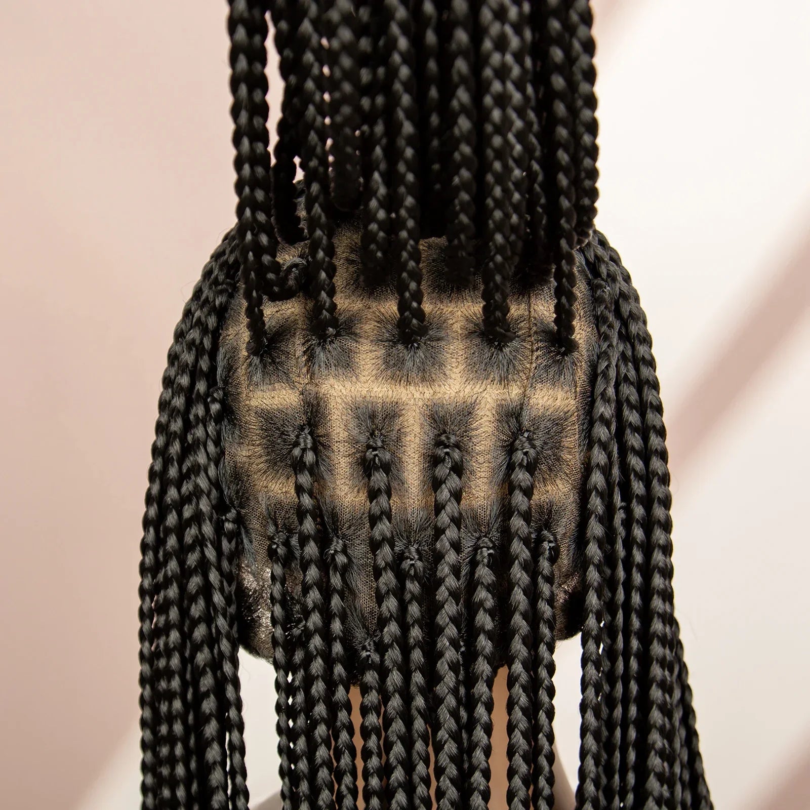 34" Box Braided Full Lace Wig | Braids with Bangs | Synthetic Hair Wig for Black Women | Kanekalon