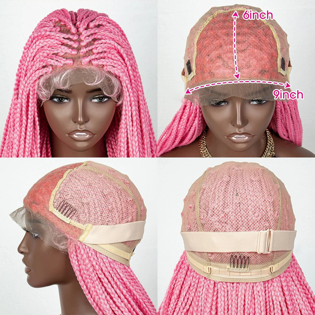 36" Water Wave Braided Wig | Lace Front | Baby Hair | Long Braids