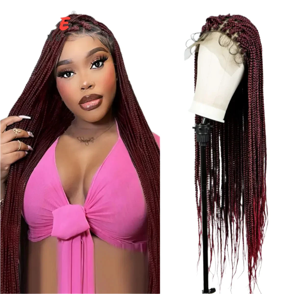 36" Ombre Knotless Braids Wig | 1B/27 | 9x6 Lace Front | Baby Hair