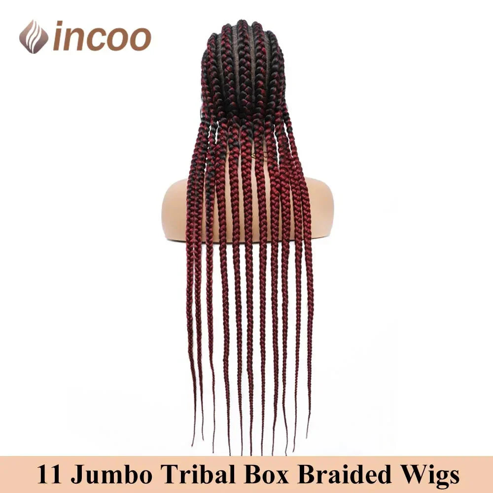 36" Ombre Honey Blonde Box Braids Wig | Full Lace | Cornrow Accents | Black to Blonde