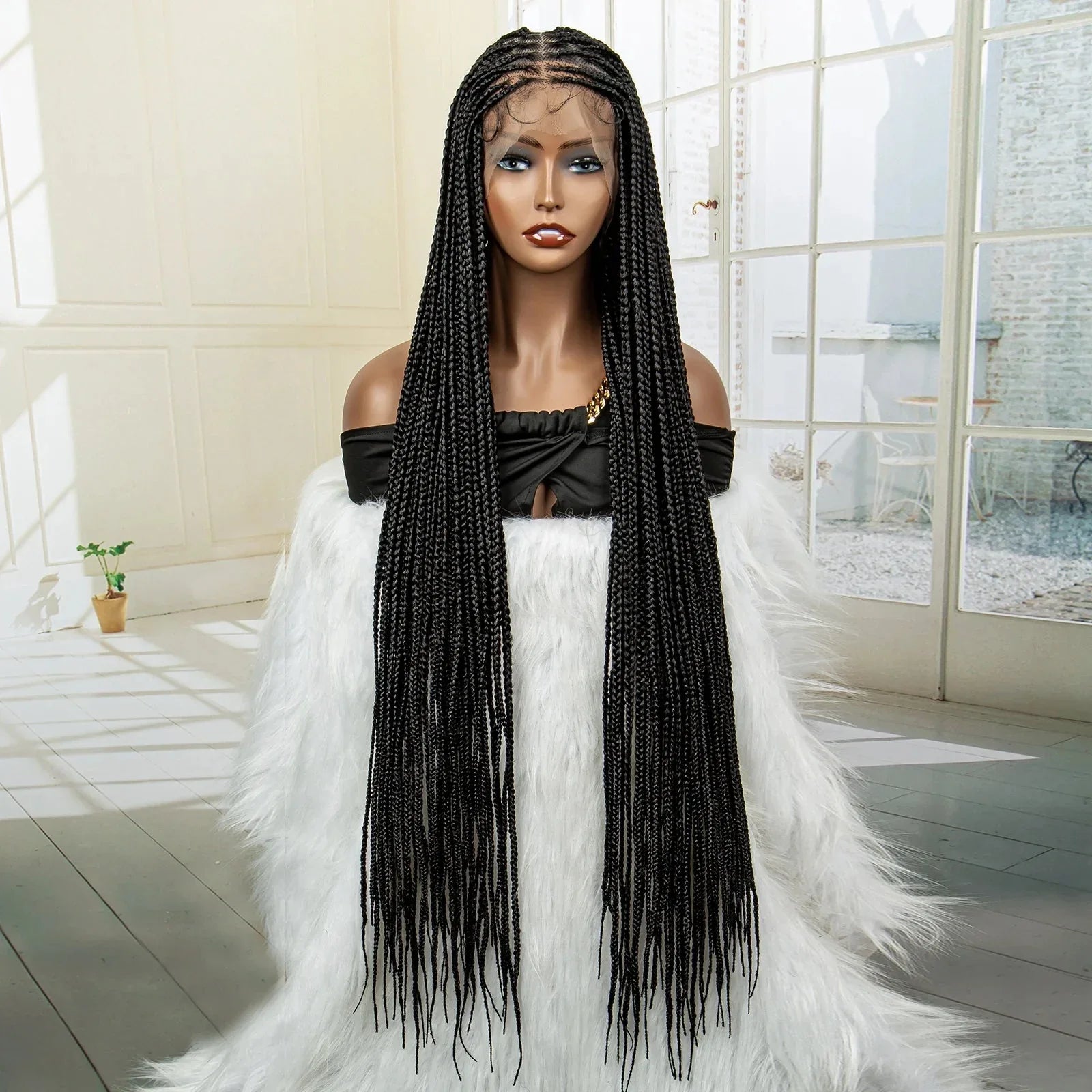 350# Blonde HD Full Lace Braided Wig | Knotless Box Cornrows | Crochet Braids | Synthetic Braids for Black Women