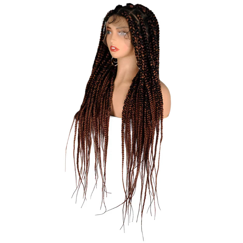 36" Knotless Large Square Box Braids Wig | Full Lace Frontal | Baby Hair | Kanekalon Hair