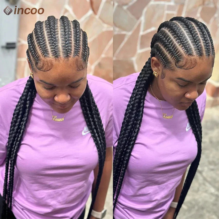 36" Twist Braided Wig | Cornrows & Goddess Braids | Full Lace Frontal | Baby Hair