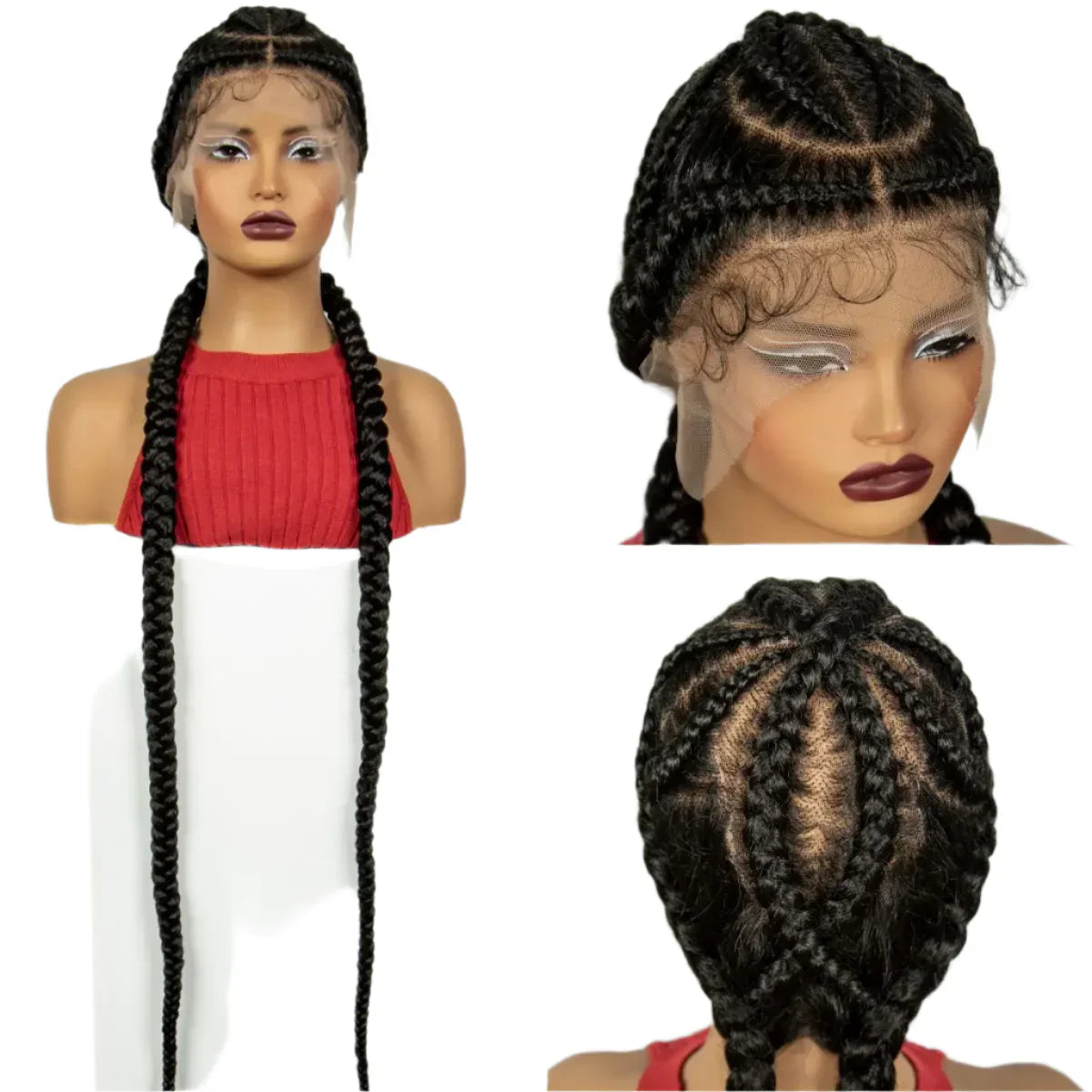 48" Super Long Cornrow Knotless Braids Wig | Full Lace Frontal