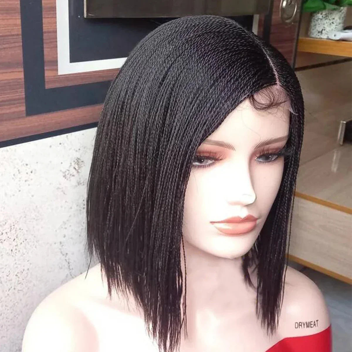 10 Inch Short Micro Twisted Wig - 2x4 Closure Braided Wig for Black Women - Micro Million Braid Wig - Synthetic Knotless Braids