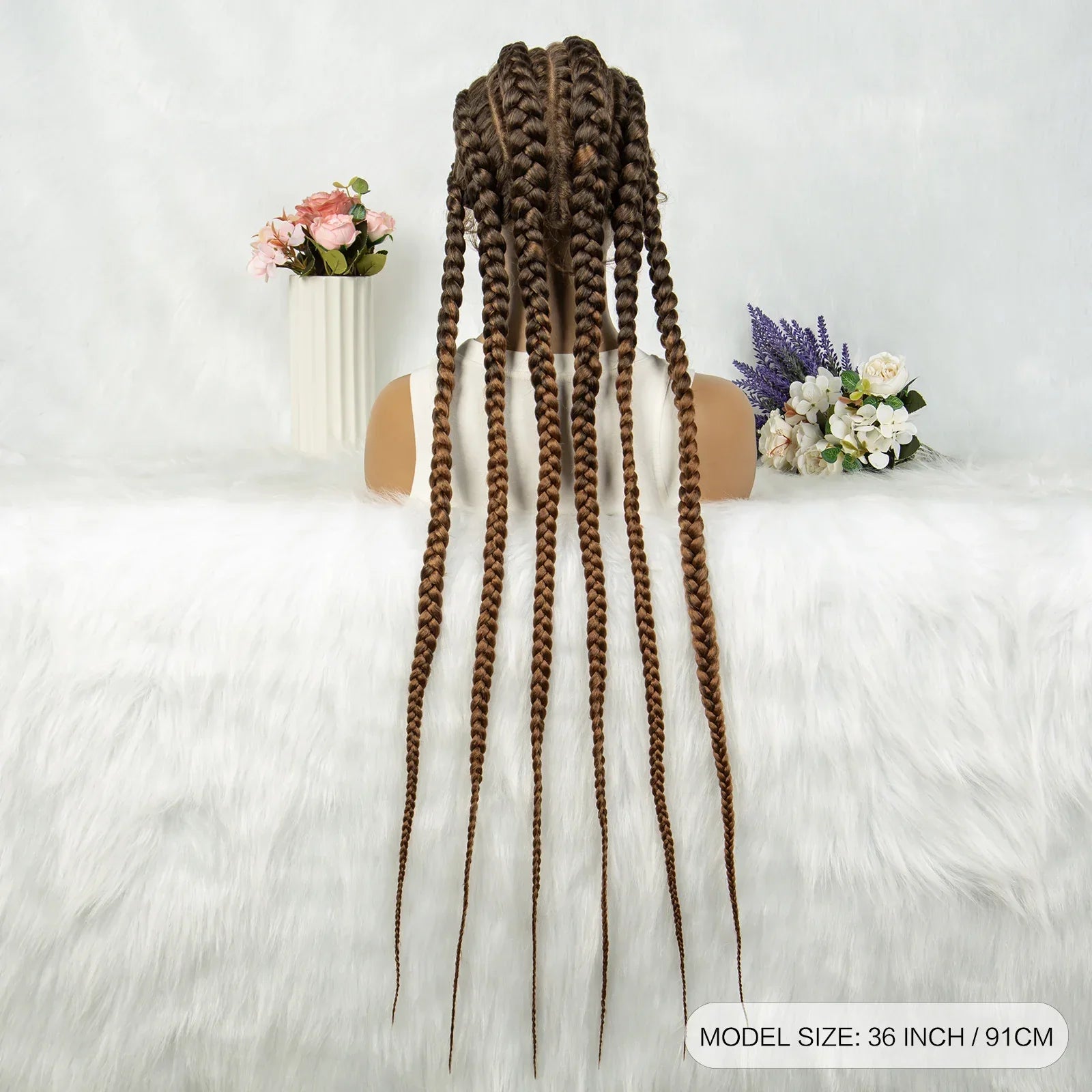 36" Blonde Knotless Box & Cornrow Braids Wig | Lace Front