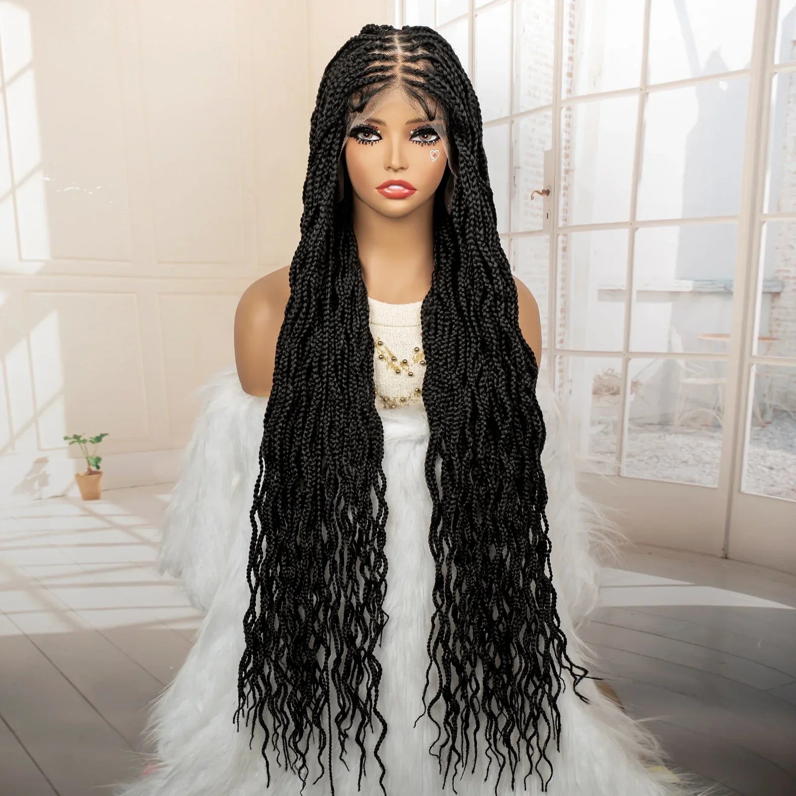 36" HD Full Lace Box Braided Wig | Ginger Color #350 | Lace Frontal Braids | Baby Hair | Synthetic Hair Wig