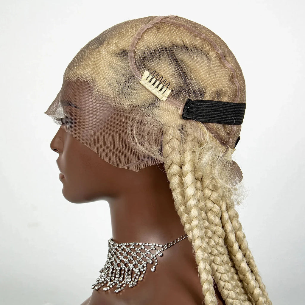 36" Purple Knotless Box Braids Wig | Transparent Full Lace | Baby Hair | Synthetic