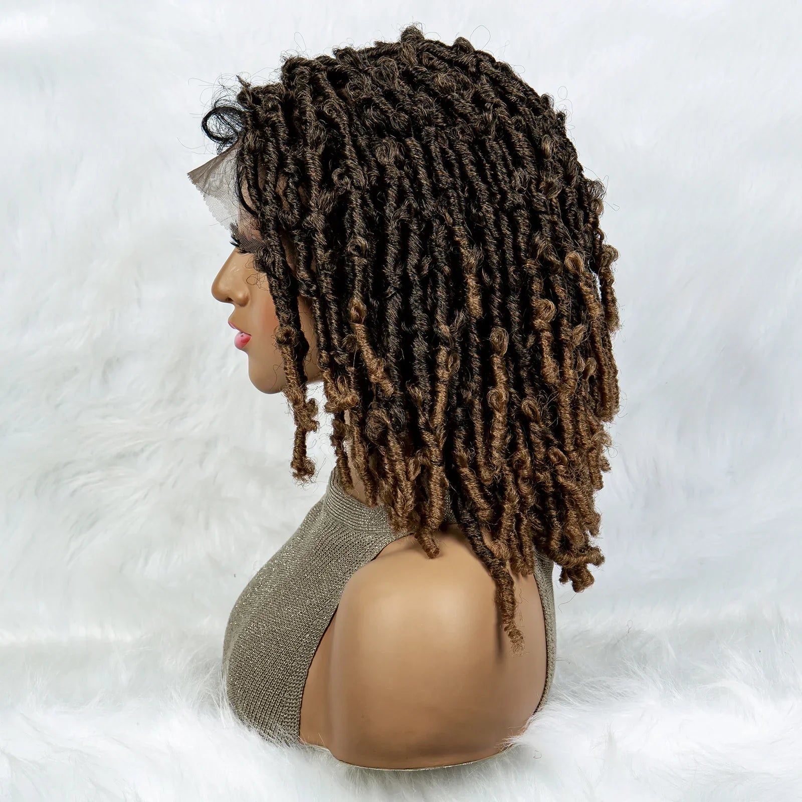 16" Short Knotless Butterfly Locs Wig | Synthetic Lace Front