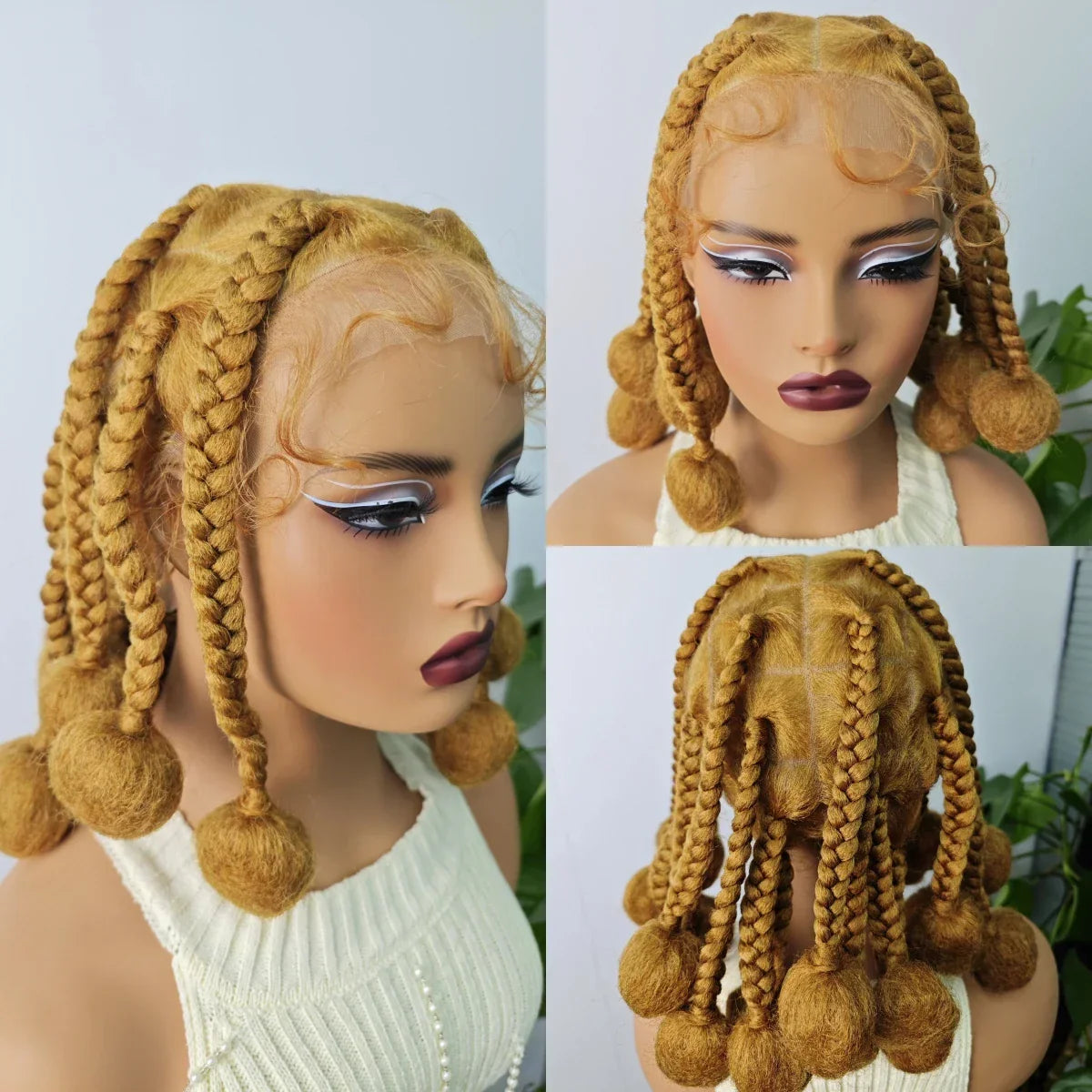 12" Ginger Orange Knotless Box Braiding Wig | Transparent Lace Front Synthetic Hair with Baby Hair