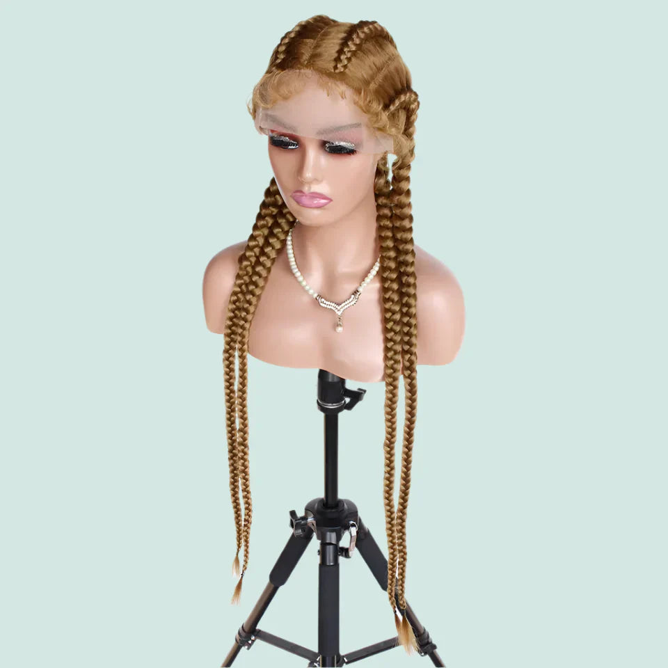 99J Burgundy Box Braids Wig | 360 Lace Braided Wig | 4 Braids | Synthetic Hair
