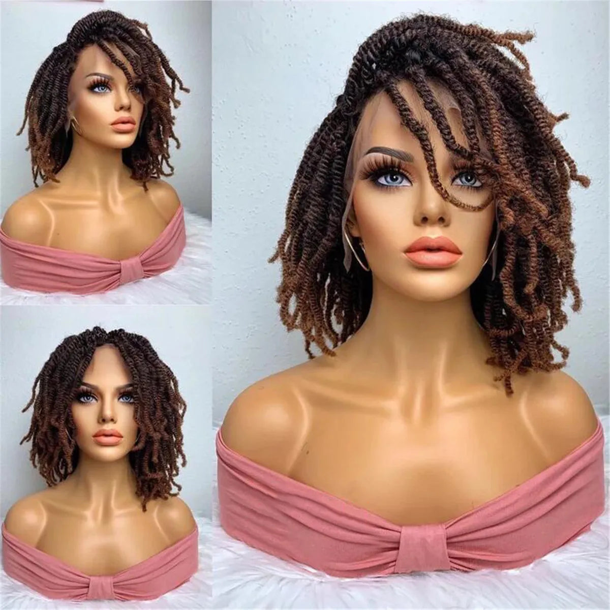 14" Nubian Kinky Twist Braided Wig | Full HD Lace | Afro Twist Wig | 4C Texture | Spring Twist | Cosplay Wig