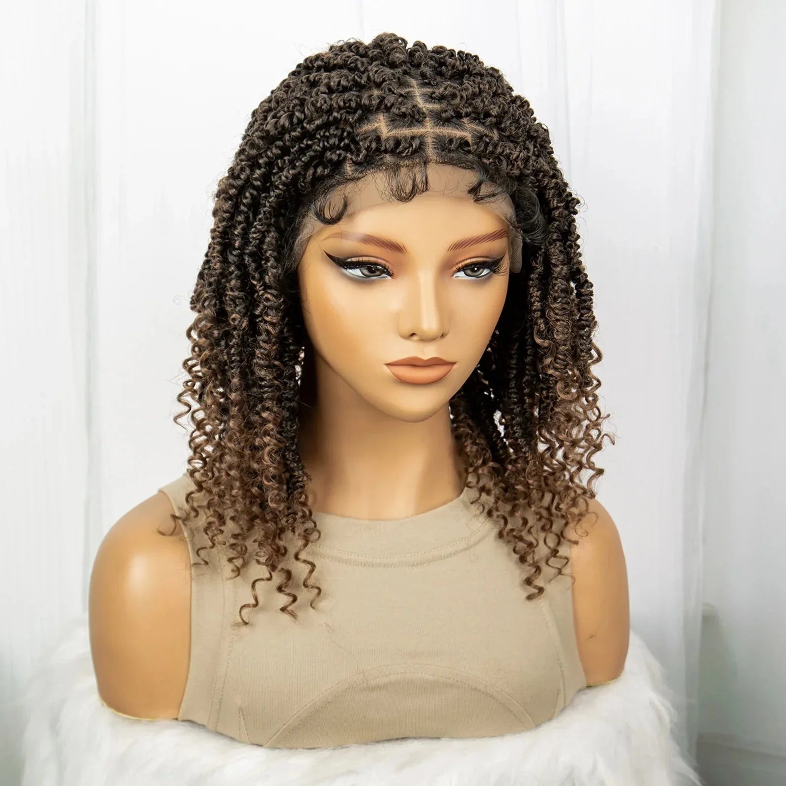 1B/27 Short Passion Twist Lace Front Wig | Knotless Braids | Baby Hair | Synthetic Twist Spring Wig
