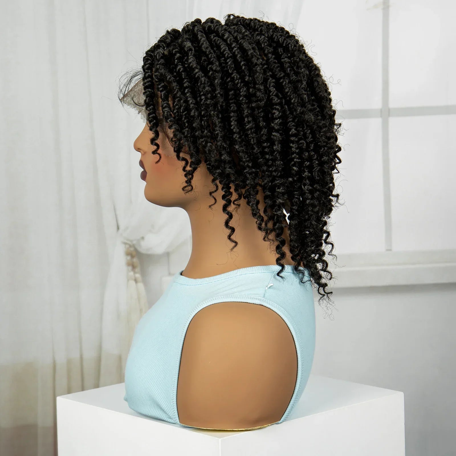 10" Natural Twist Braids Wig | Full Lace | Baby Hair | Short Braided Style