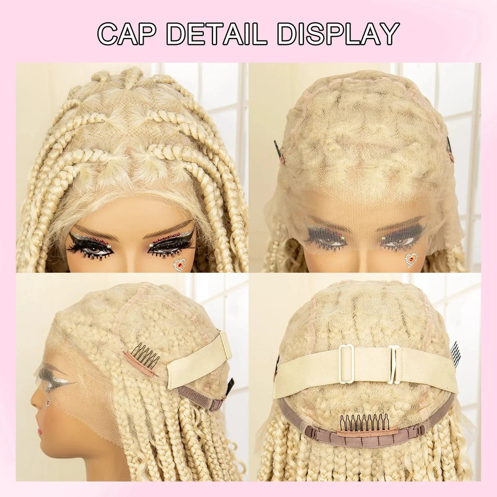 613 Blonde Knotless Boho Braids Wig | Full Lace | Baby Hair | Kanekalon Synthetic