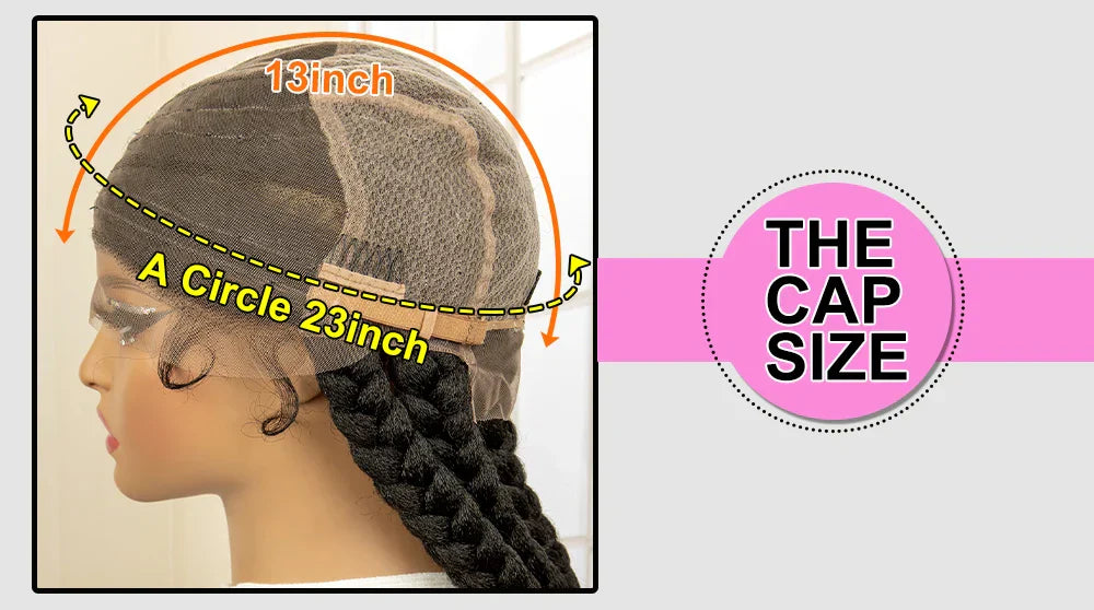 36" Extra Long Box Braided Full Lace Wig | Synthetic Braiding Wig | For Black Women | Lace Frontal Braids
