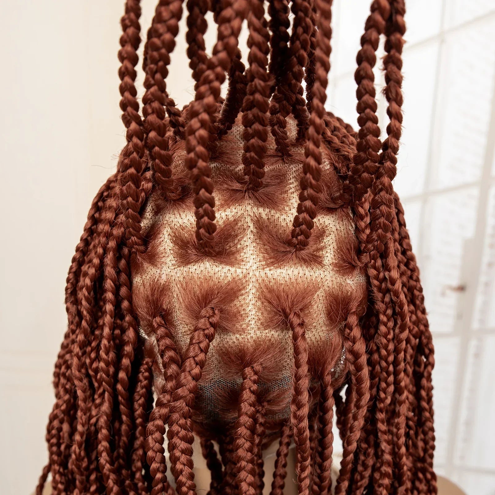 36" HD Full Lace Box Braided Wig | Ginger Color #350 | Lace Frontal Braids | Baby Hair | Synthetic Hair Wig