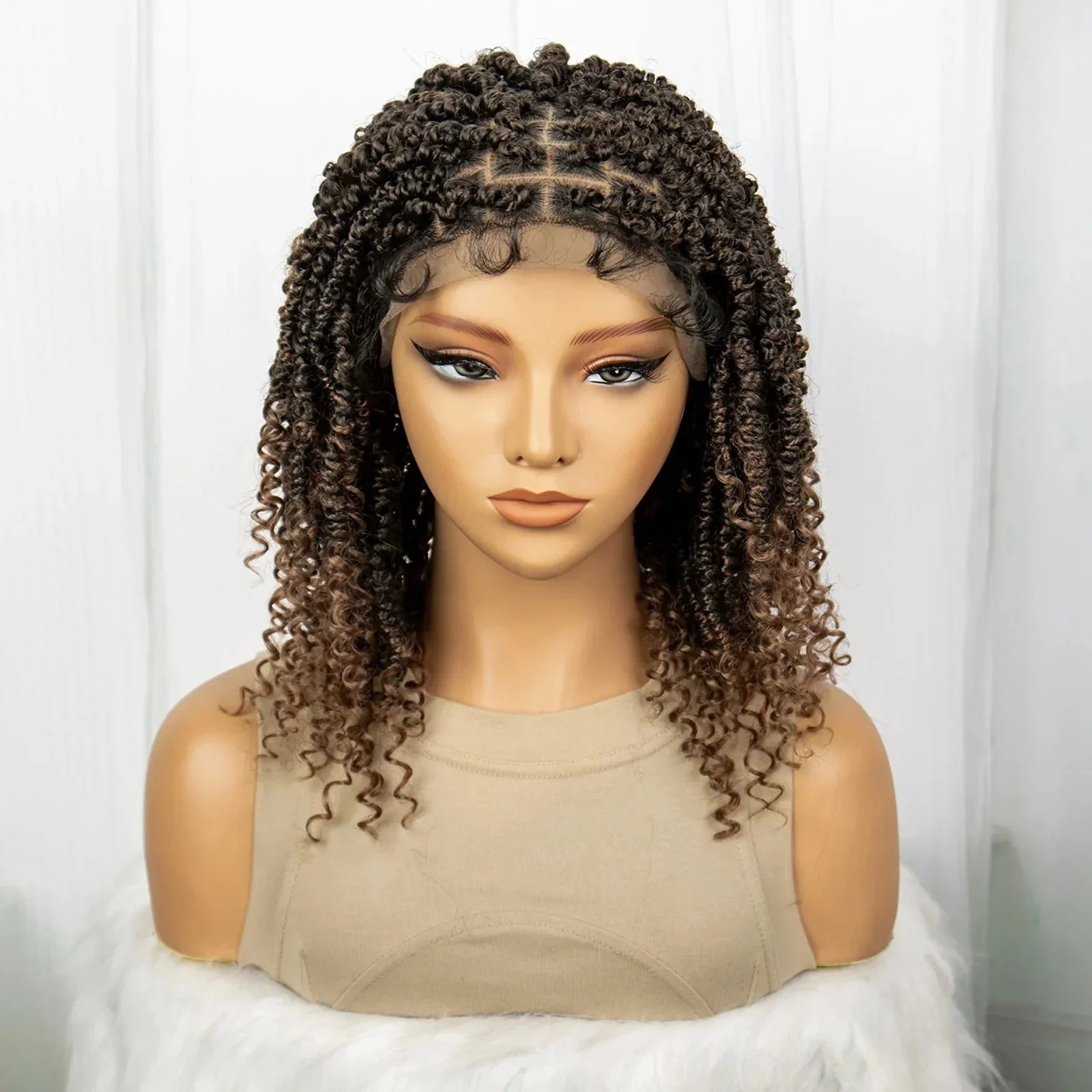 1B/27 Short Passion Twist Lace Front Wig | Knotless Braids | Baby Hair | Synthetic Twist Spring Wig
