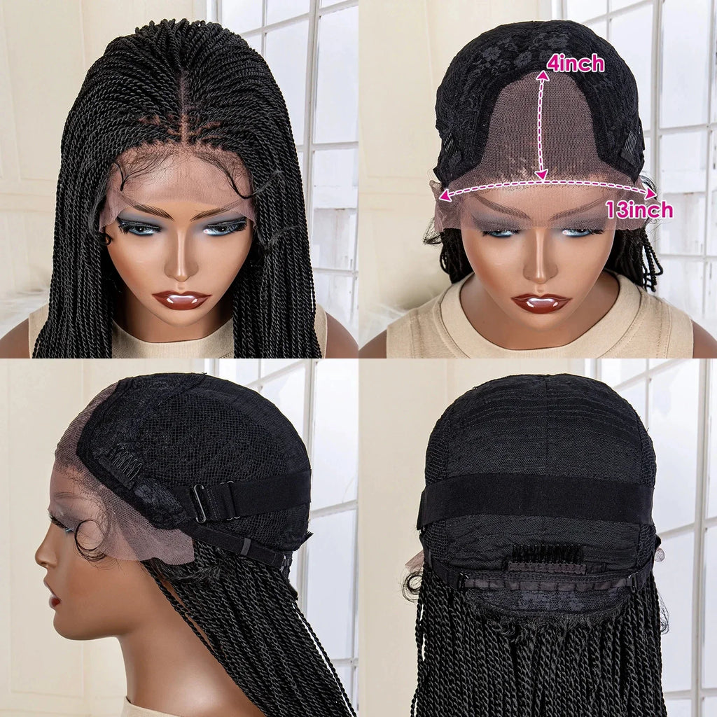 30 Inch Box Braids Wig | Kanekalon Fiber | Heat Resistant | Lace Front | For Black Women