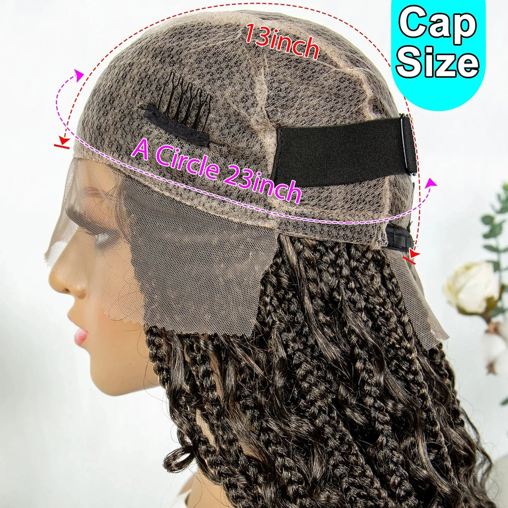 32" Natural Boho Knotless Braids Wig | HD Lace Front | Baby Hair | Synthetic