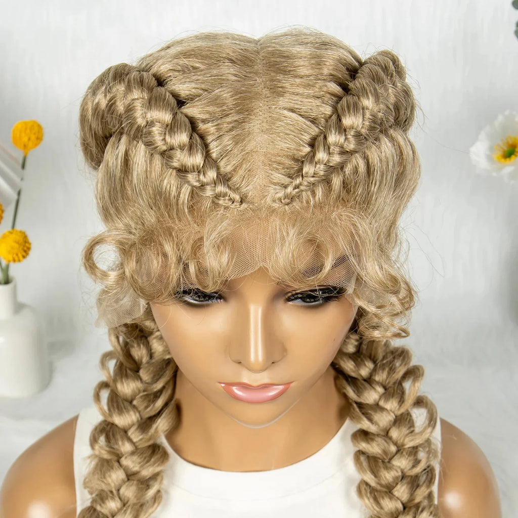 36" Twisted Braids Lace Front Wig | 13x1 | Senegalese Twist | Baby Hair | Handmade Synthetic Braids